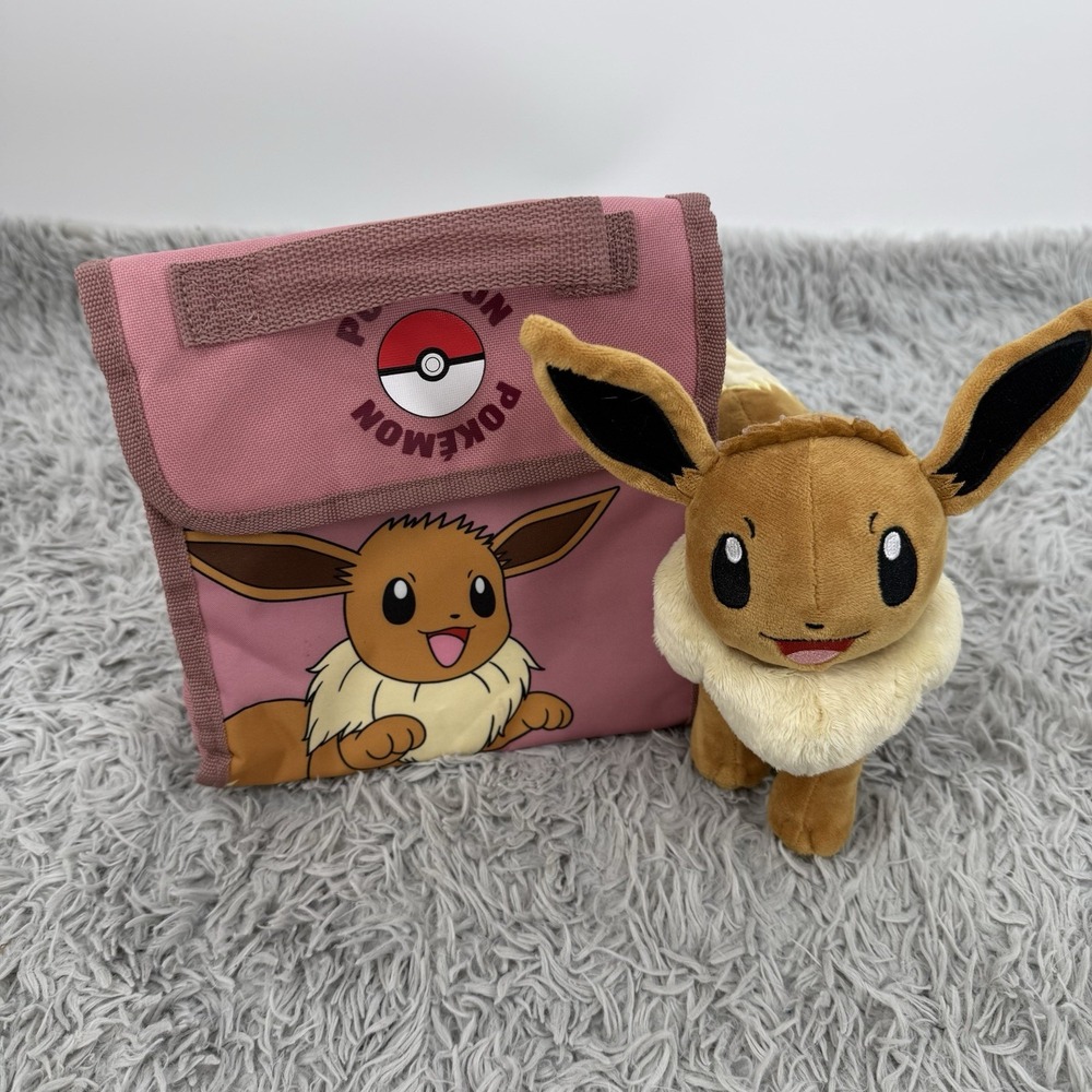 Official Pokémon Eevee 8" Plush Pink Insulated Lunch Bag Bundle 2021 Plush
